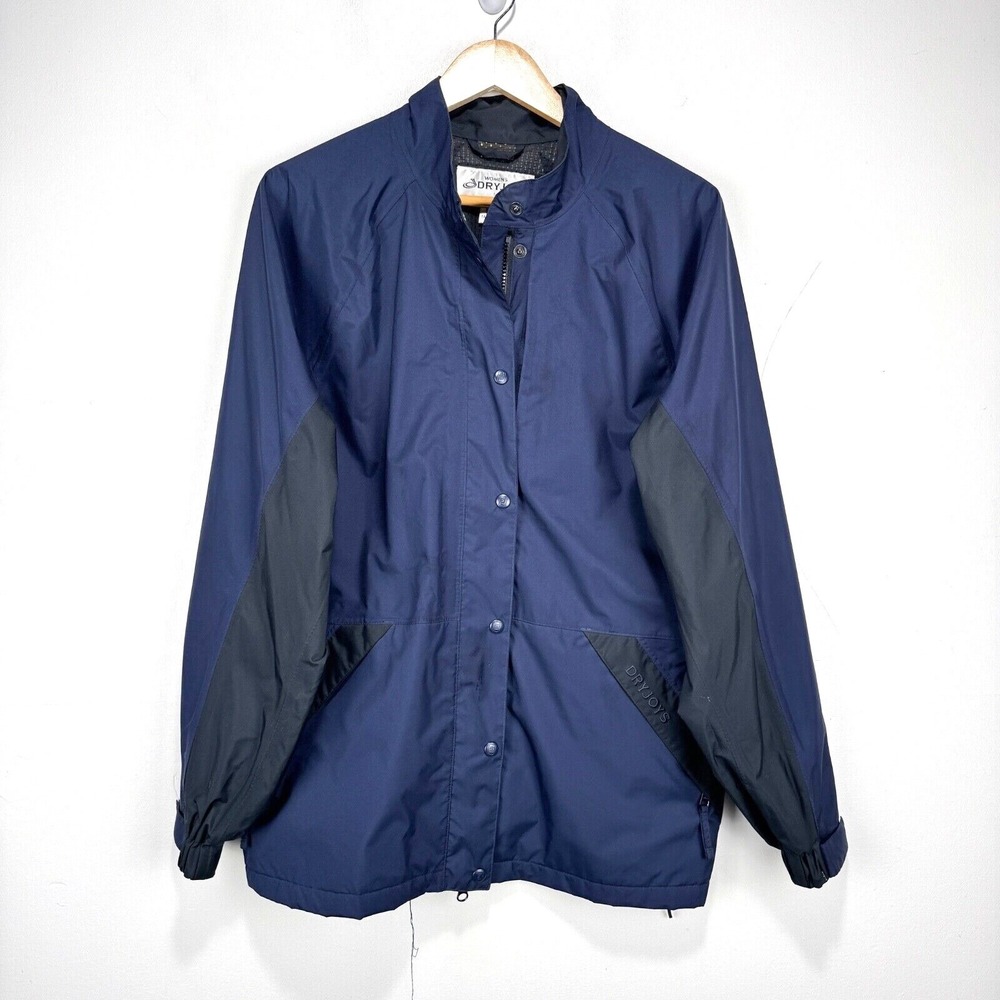 FootJoy DryJoys Golf Jacket Women Medium Navy Blue Black Vented Rain Waterproof - Picture 10 of 10